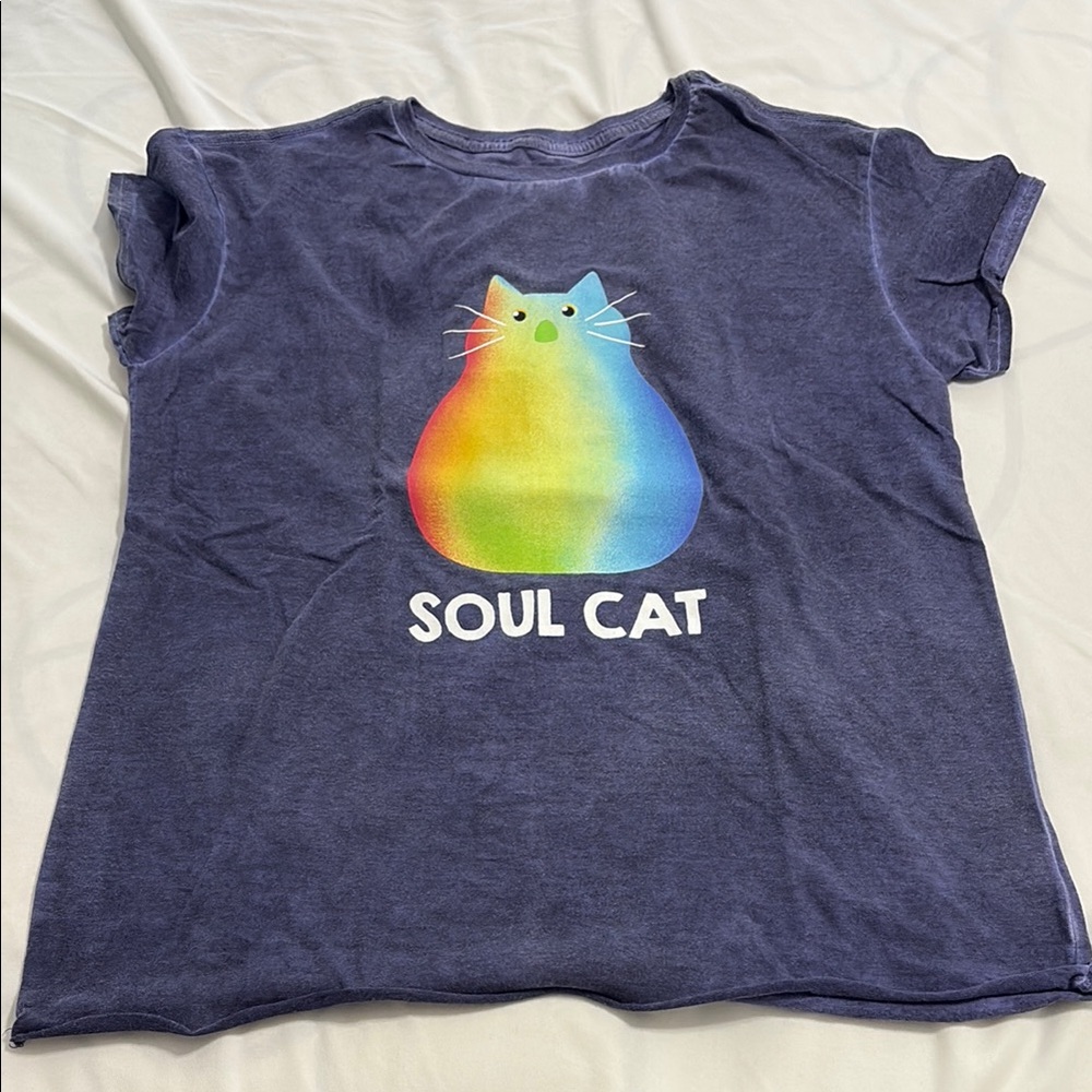 Disney Soul Cat Blue T-Shirt Sz S